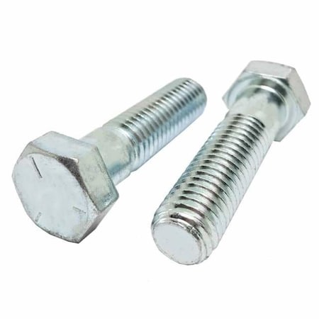 Grade 5, 3/8-16 Hex Head Cap Screw, Zinc Plated Steel, 5 In L, 50 PK